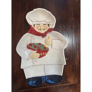 VTG Certified International Jennifer Brinley Chip & Dip 1 Piece Chefs White Bowl